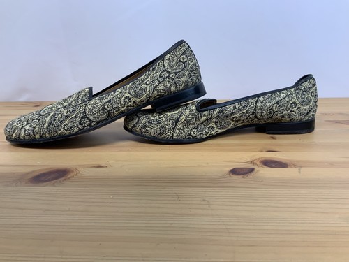 Stubbs & Wootton Men’s Black Gold Paisley Slippers Loafers Size 9 Handmade Spain - Picture 4 of 4