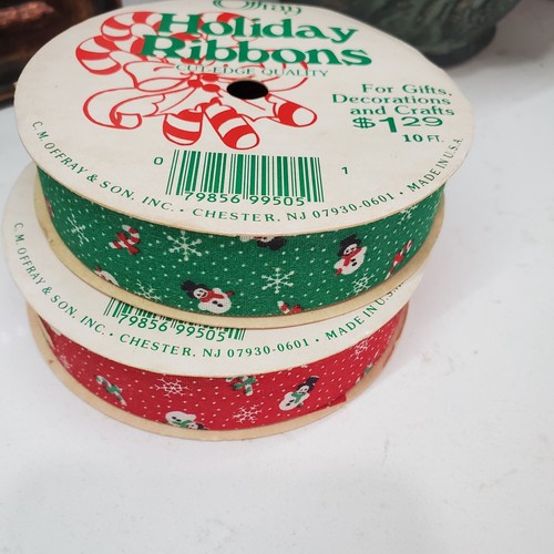Vintage Offray Holiday Ribbons NEW Cut-Edge Quality Snowmen Red & Green 20' Ttl - Picture 15 of 24