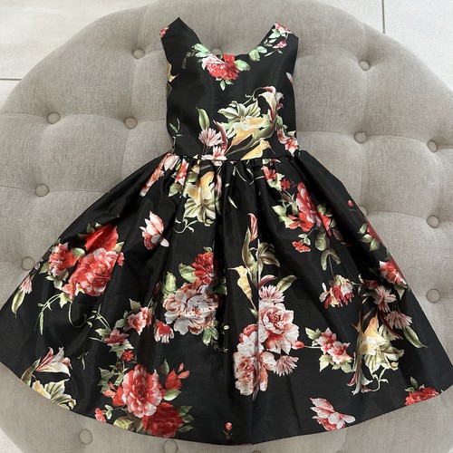 Mia Mimi Dress Black Red Floral Short Sleeves 4/5t Girls - Picture 1 of 4