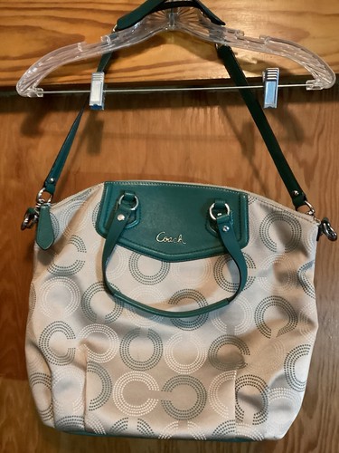 Coach Ashley Khaki Ägäis Gepunktet OVP Art Nord/Süd Umhängetasche Handtasche