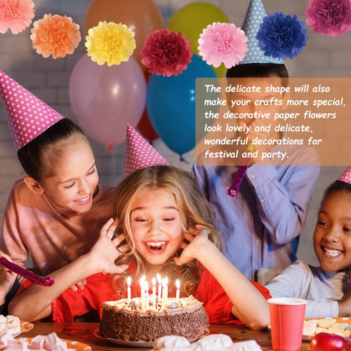 20 Pezzi Pom di Carta,12" Fiori di Carta Fazzoletto Fiori di Carta per Compleanni Bianco - Foto 5 di 6