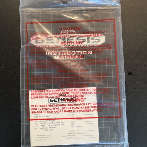 Sega Genesis System Konsole nur Bedienungsanleitung Original OEM 1989