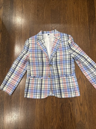 Janie And Jack Plaid Linen Jacket With Pockets Sz 6 Boys - Picture 1 of 5