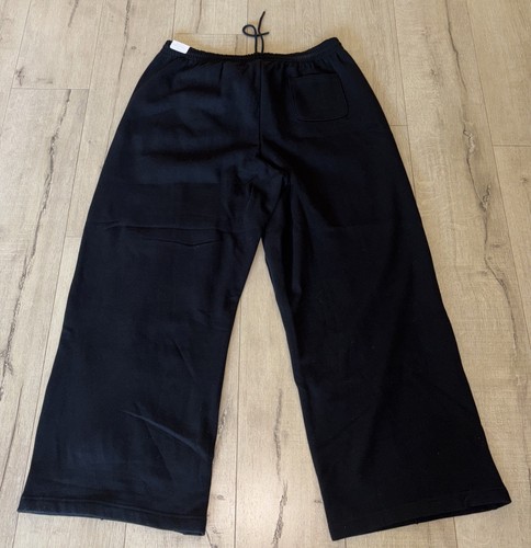 Victorias Secret Large Ivy Fleece Sweatpants Black Wide Leg Pleated PINK XXL NWT - Picture 4 of 5