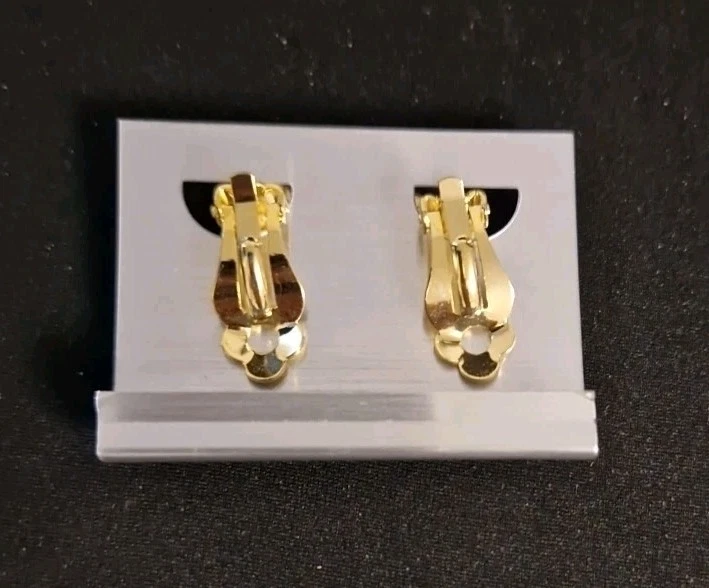 Ohrklipps Modeschmuck mit Zierstein/ Glitzerstein  Goldfarbe - Bild 2 von 4