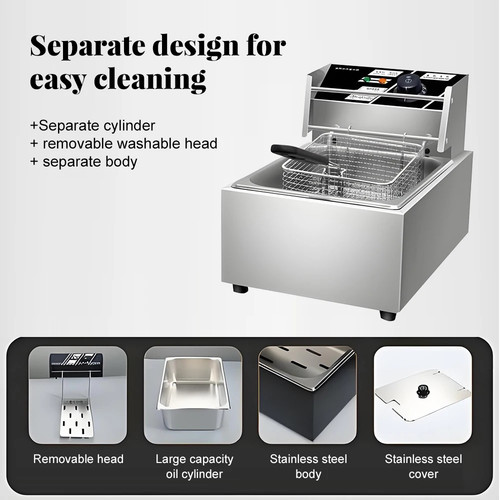 Electric Oil Fryer Pot Large Capacity Stainless Steel Electric Fryer 220V - Picture 1 of 9