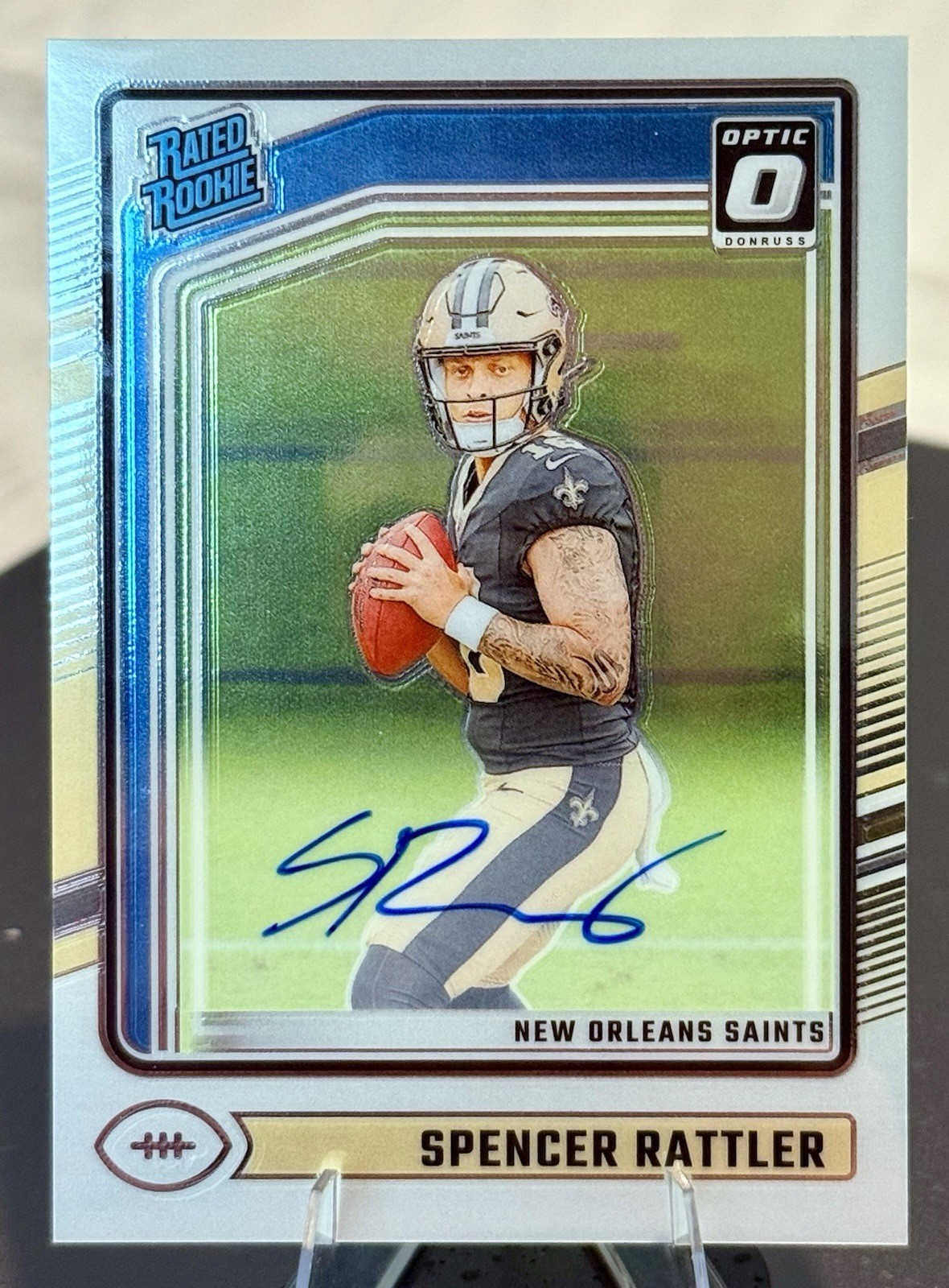 2024 Panini Donruss Optic Spencer Rattler Rated Rookie On-Card Auto /325(clean!)