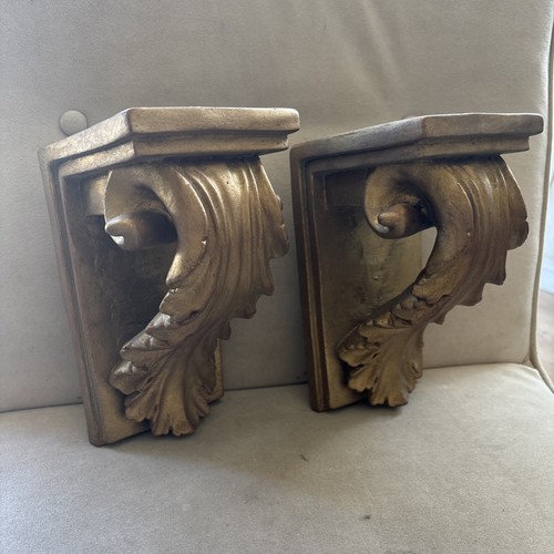 Par de estantes grandes de soporte de pared de hoja de acanto 1991 HPI - Imagen 4 de 7
