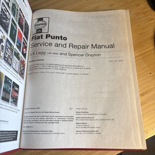 Fiat Punto MK1 Haynes Manual 1994 to 1999 (L to V reg) Petrol & Diesel 3251 - Picture 3 of 3