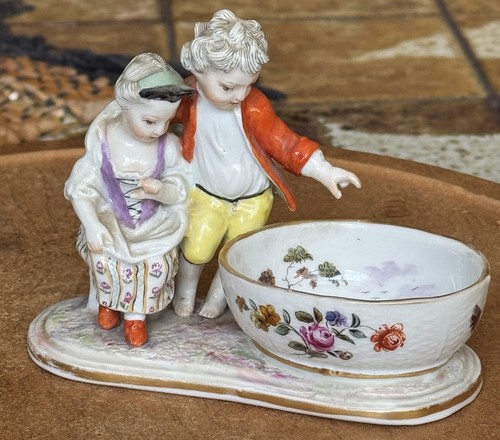 Antike 18. Jahrhundert Germany schönes Paar Porzellan Salz Figur, Germany