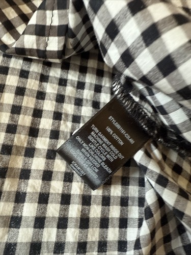 SANCTUARY sz XSmall Blouse Triple Puff Sleeve Cotton Gingham Black White - Picture 9 of 9