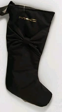 M.A.C. MAC COSMETICS BLACK SATINY CHRISTMAS HOLIDAY STOCKING 16"