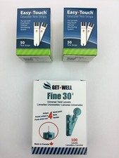 EasyTouch Glucose Test Strips - 100 Ct EXP: 09/26 & GetWell Twist Lancets 100 Ct
