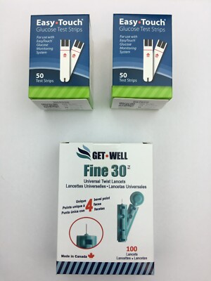 EasyTouch Glucose Test Strips - 100 Ct EXP: 05/27 & GetWell Twist Lancets 100 Ct
