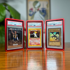 Magnetic Metal PSA Slab Protector 3 Pack - Aluminum Bumper Case Frame - Red