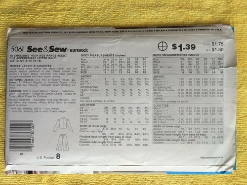 Butterick Patterns (W) ~ All Patterns are Size 8-12 * ~ * ~ * ~ * ~ Listing 6337 - Picture 59 of 99