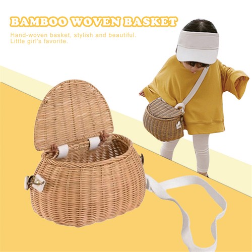 Kid Retro Bike Basket Wicker Woven Bicycle Front Basket Handlebar Storage Basket - Picture 10 of 11