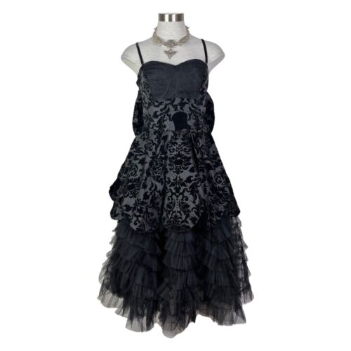 ABITO DA BALLO VITTORIANO BUNNY BUNNY GOTHIC BURLESQUE BALLO ABITO NERO 4000 - Foto 3 di 10