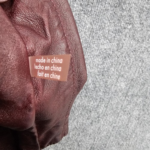 Guess Faux Leather Biker Jacket Womens Medium Red Burgundy Asymmetric Zip Belted - Picture 21 of 22