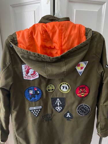 American Stitch Mens Hooded Jacket Retro Size M Patches & Stitched Logo Inside - Picture 5 of 7