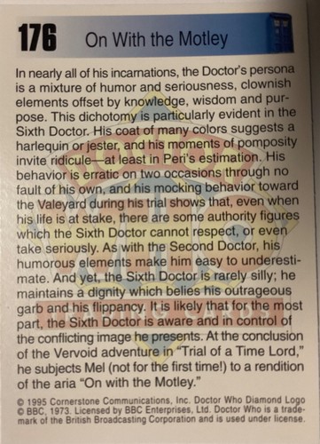 Doctor Who Serie 2 mit Motley #176 Ersatz Sammelkarte NEUWERTIG Cornerstone - Bild 2 von 2