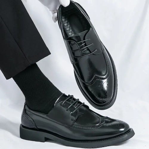 38-46 Mens Lace Up Formal Dress Wedding Business Carved Brogue Wing Tip Shoes sz