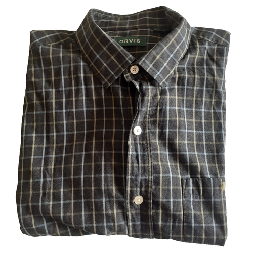 ORVIS Men's Dark Green 'Country Twill' Long Sleeve Check Shirt Size XL - Picture 2 of 8