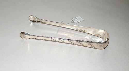 Rare 18th Antique Irish Sterling Silver Tongs Dublin Hallmarked 1770s