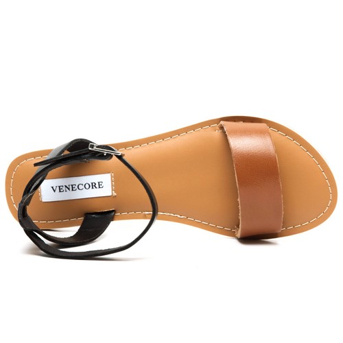 VENECORE Clara Women's Leather Ankle Strap Adjustable Buckle Flat Sandal VC30103 - Picture 21 of 25