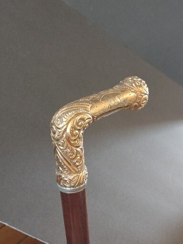 Antik Vintage 32" Sonnenschirm schwarz Schirm gold 1909 datiert Monogramm sehr gut - Bild 7 von 17