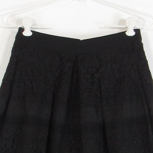 Black floral lace REBECCA TAYLOR A-line skirt 0 - Picture 2 of 4
