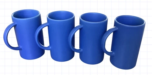Set Of 4 HTF Corelle Coordinates Stoneware Blue Coffee Mugs Cups 5” Tall 12 oz