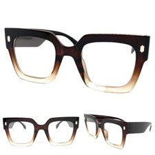 Oversize Vintage Retro Style Clear Lens EYE GLASSES Thick Big Square Brown Frame