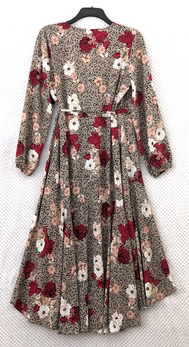 WALLIS True Wrap Midi Dress Sz 14 Floral Animal Print Hitched Hem Occasion Wear - Picture 9 of 12