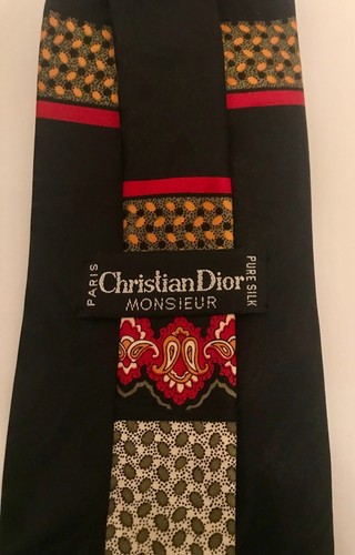 Christian Dior Monsieur Seidenkrawatte Paisleymuster Made in Paris France Blau/Gold - Bild 4 von 7