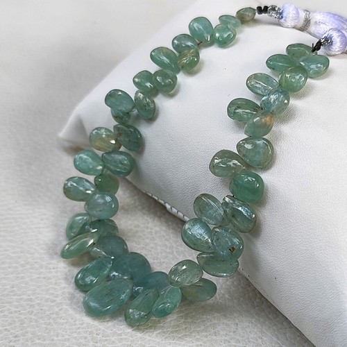 Piedras preciosas de cianita color aguamarina tamaño 7x5 a 10x8 mm cuentas lisas en forma de pera hilo de 7" - Imagen 3 de 7