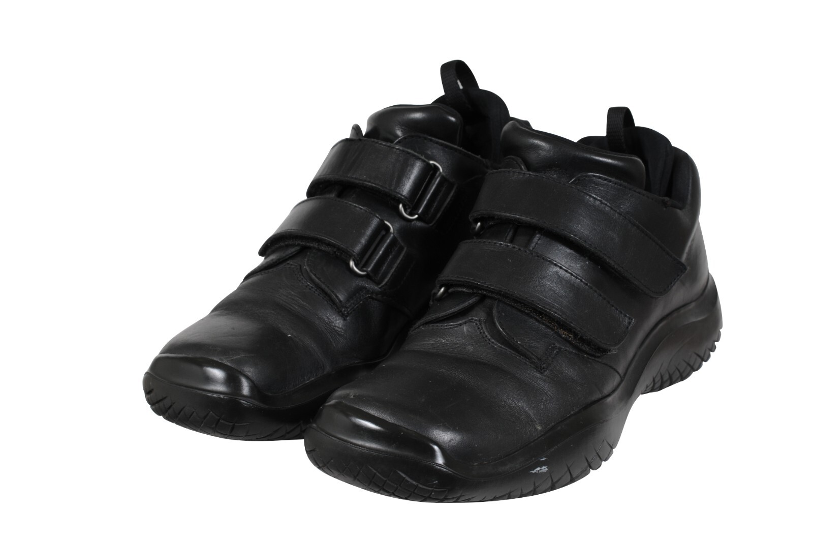 SAOLA Prada Uomo Vintage Doppio Cinturino Derby TG US 8 UK 7 Pelle Nera AW99 Punta Quadrata