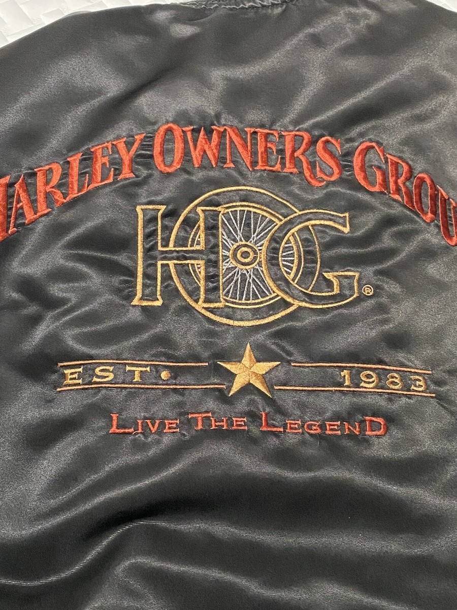 Vtg Harley Davidson Harley Owners Group HOG Satin Bomber