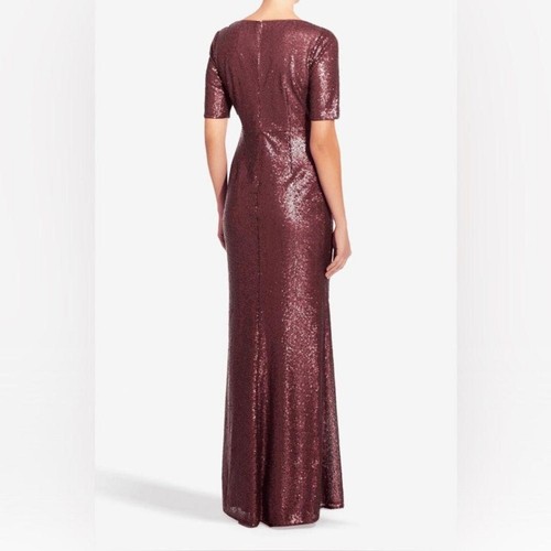 ADRIANNA PAPELL sequin purple sequin maxi dress size 12 wedding long party - Picture 15 of 17