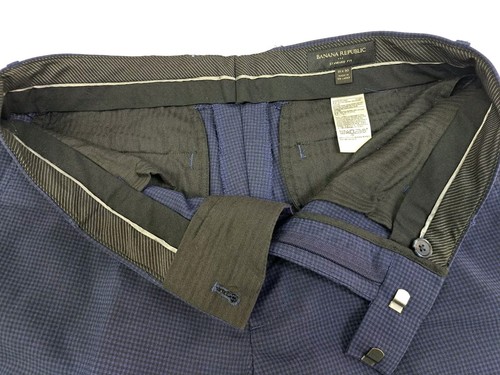 Banana Republic Mens Standard Fit Dress Pants Blue/Black Check Size 31/30 #6401 - Picture 4 of 9
