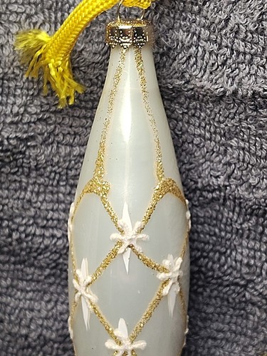 6" Vintage Rauch Christmas Mercury Glass Gold & Mica Icicle Teardrop Ornament - Picture 2 of 7