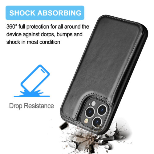 Für Apple iPhone 13 Pro Max / 13 Pro / 13 Leder 3 Kartenfächer Case Hülle Schale - Bild 5 von 25