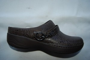 details about dark brown embossed floral swirly dansko low back clog slides eu 38 us 7 5 8 swirly slides