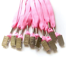 Pack of 100 pcs Flat ID Badges Strap Holder Neck Lanyards with Bulldog Clip Pink