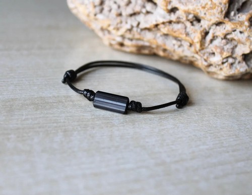 Raw Black Tourmaline Bracelet Healing Jewelry EMF Protection Men Women Gifts - Picture 3 of 6