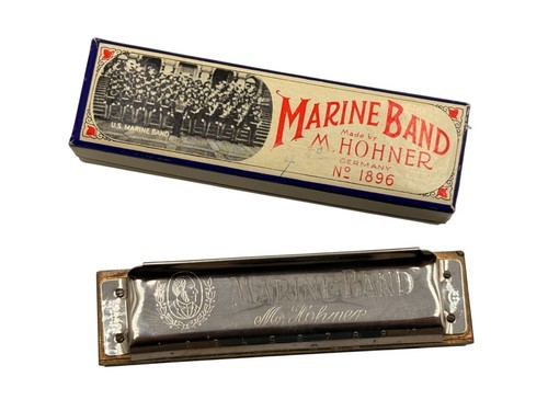 Vintage M. Hohner Marine Band Harmonica Germany No. 1896 A440 Key of C with Box