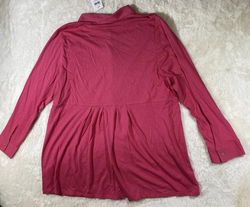J. Jill Tunic Top Women's P XL Cotton Button Front Hot Pink Long Sleeves NEW $69 - 第 11/11 張圖片