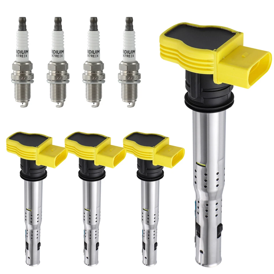 4 件点火线圈和 4X 火花塞适用于奥迪 TT A4 大众高尔夫捷达 GTI 2.0 2.0T UF529 — 第 2/4 张图片