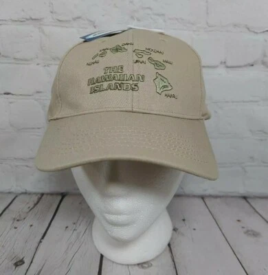 Hawaiian Islands Souvenir Hat Adjustable Strap Back Baseball Cap Beige - Image 1 of 4