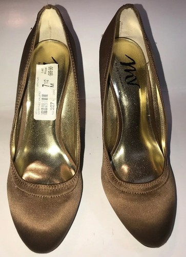 MARTINEZ VALERO VALLI 163 327 BRONZE $89 SZ 7.5 BRIDAL KITTEN HEEL SHOES - Picture 7 of 10